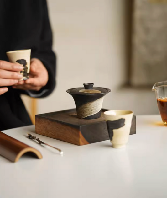 Black and White Ink Painting Jingdezhen Handcrafted Ceramic Tea Set