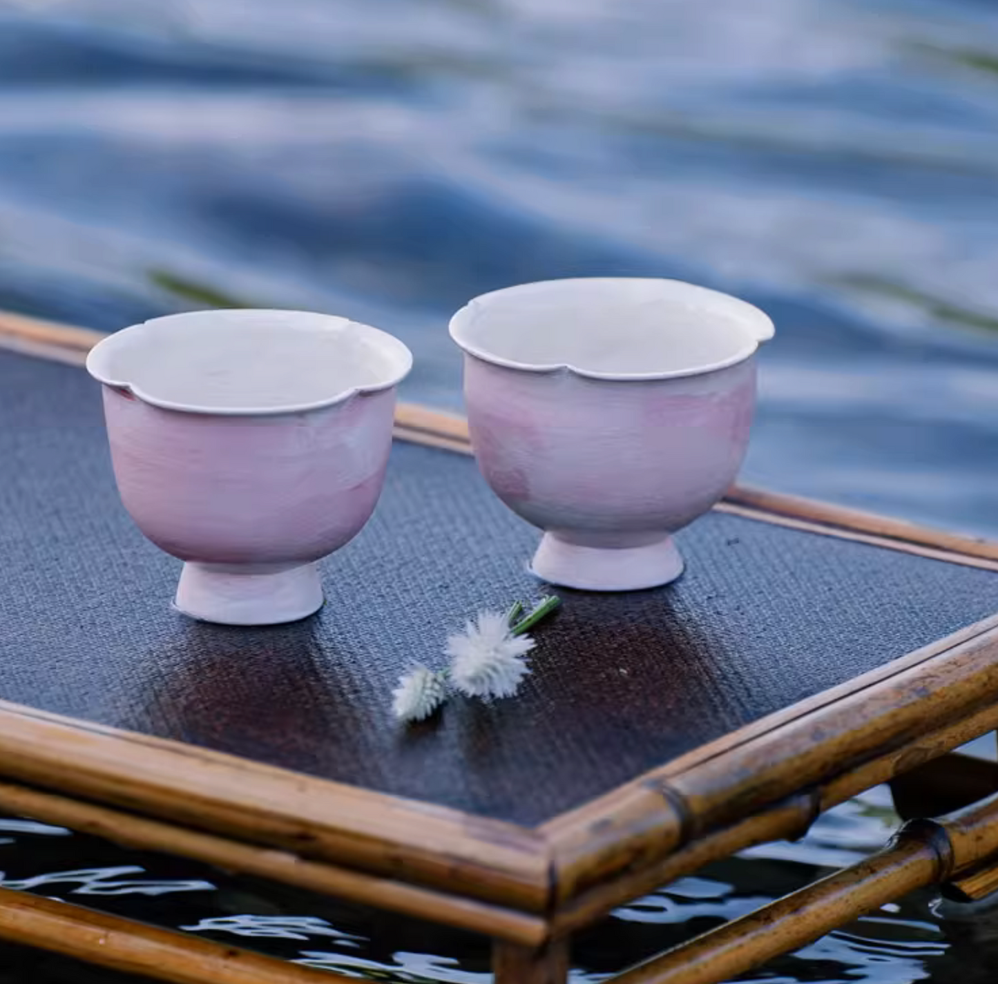 Handcrafted Thin-Walled Pink Coarse Pottery Ceramic Tea Set