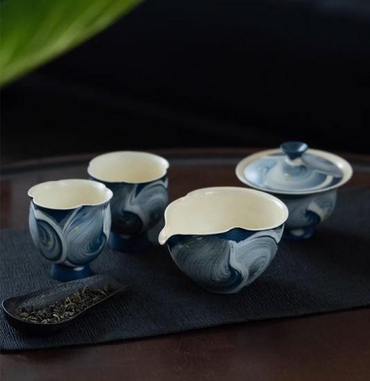 "Into the Sea" Themed Handcrafted Pottery Vintage Tea Set